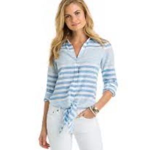 Vineyard Vines Size 6 Women's Tie Button Up Stripe Shirt